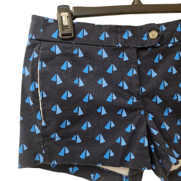 J. Crew Stretch Blue Sailboat Print Chino Khaki Shorts Size 4 Low Rise - Picture 2 of 8